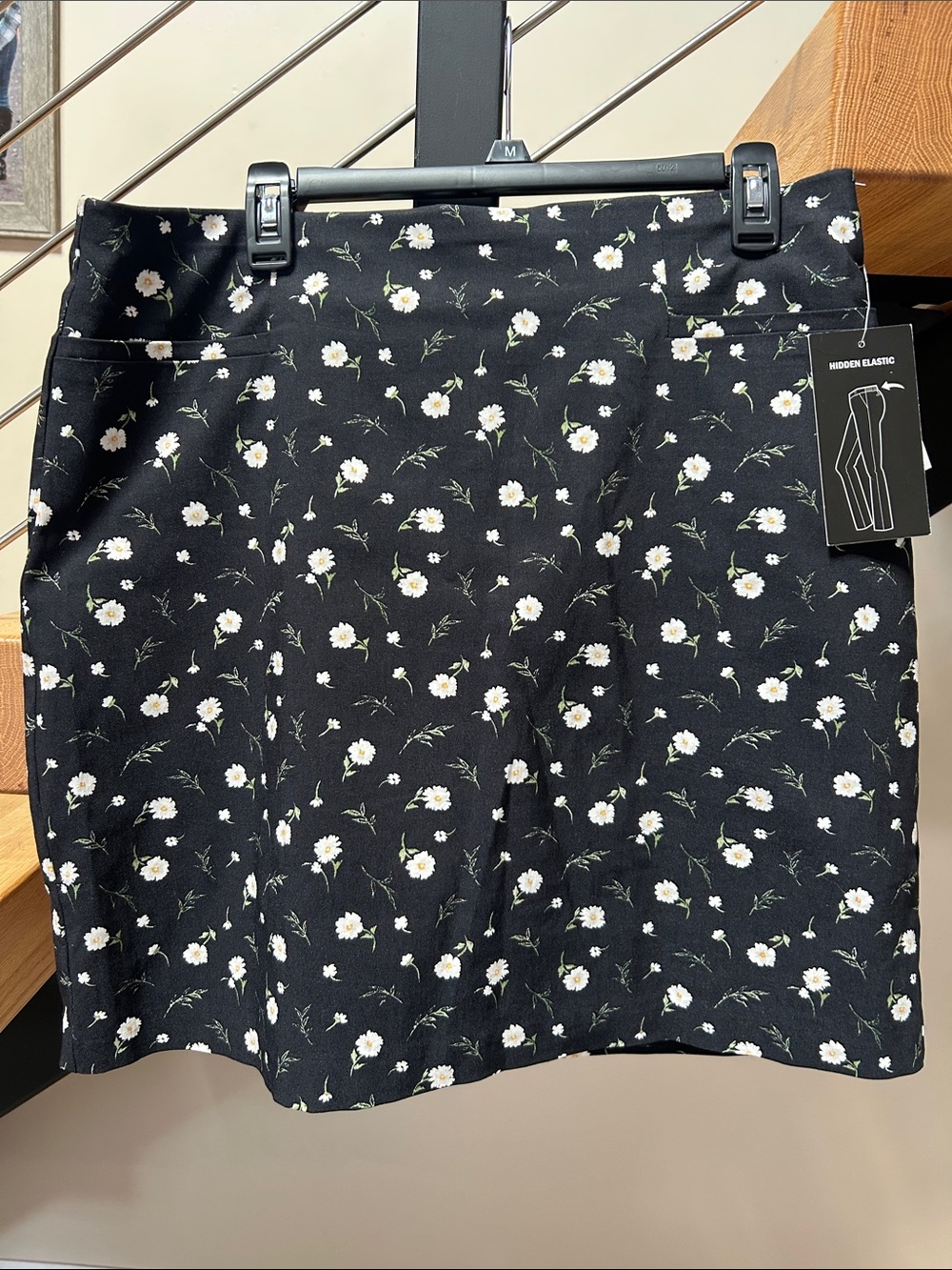 Black skorts  with White Daisy Print